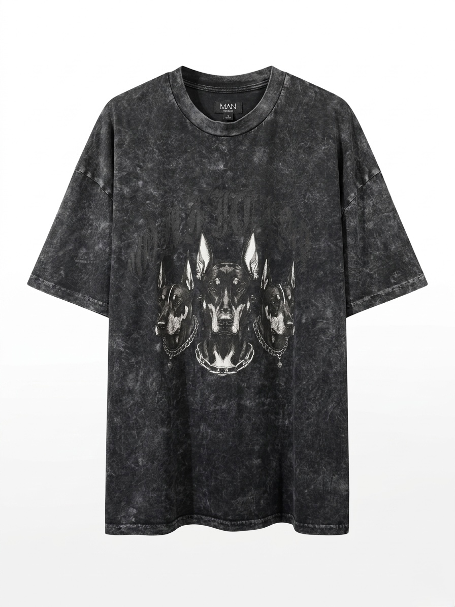 Washed Doberman Print T-Shirt