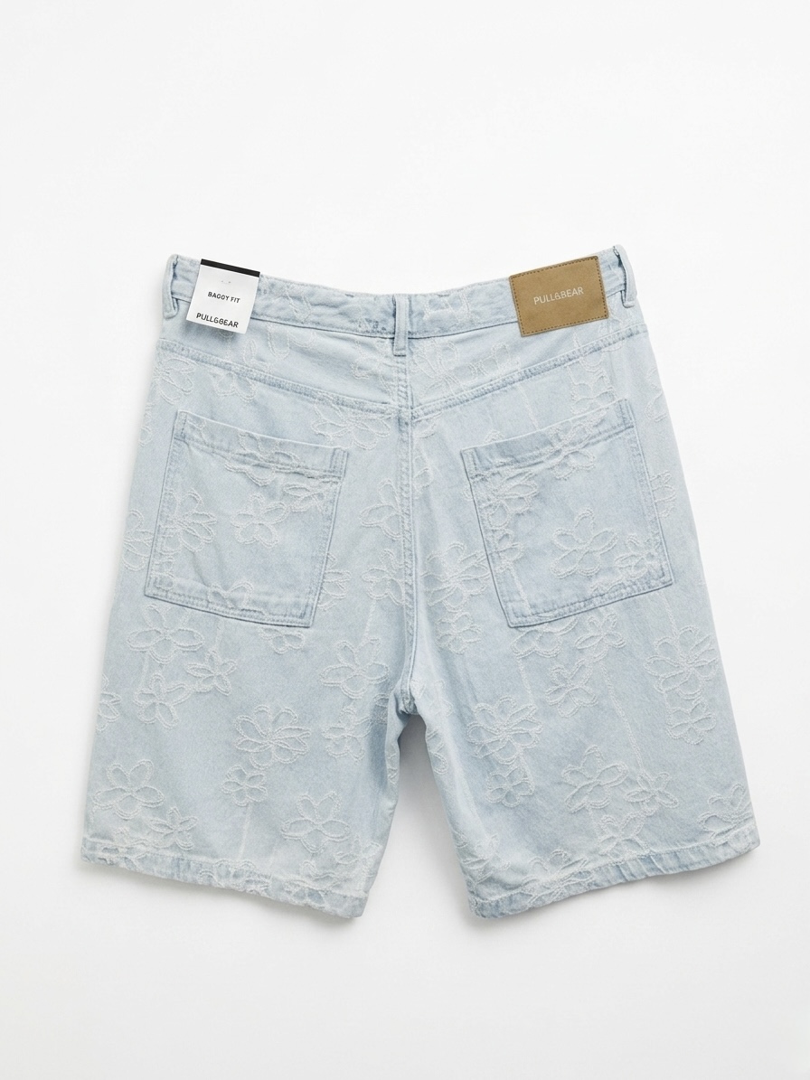 FLORAL BAGGY DENIM BERMUDA SHORTS — 3