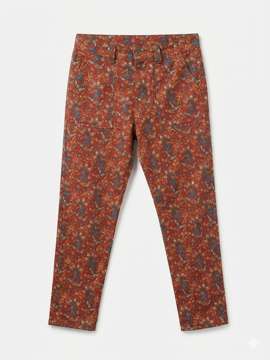 FLORAL PRINT TAPERED TROUSERS