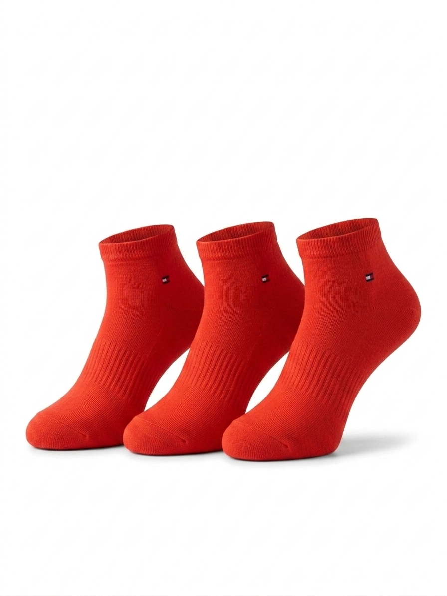 TOMMY HILFIGER RED 3-PACK COTTON SOCKS