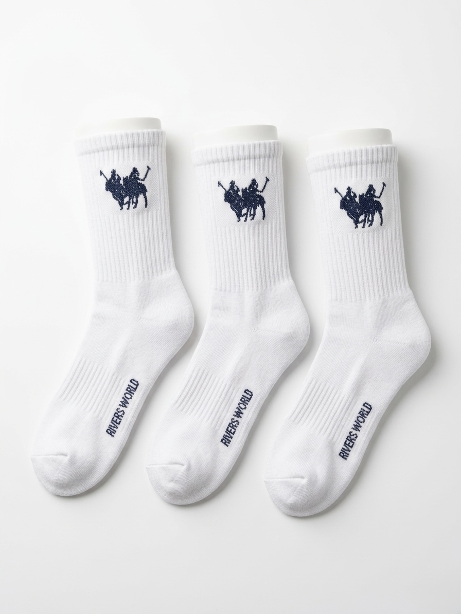RIVERS WORLD ORANGE 3-PACK CREW SOCKS — 2