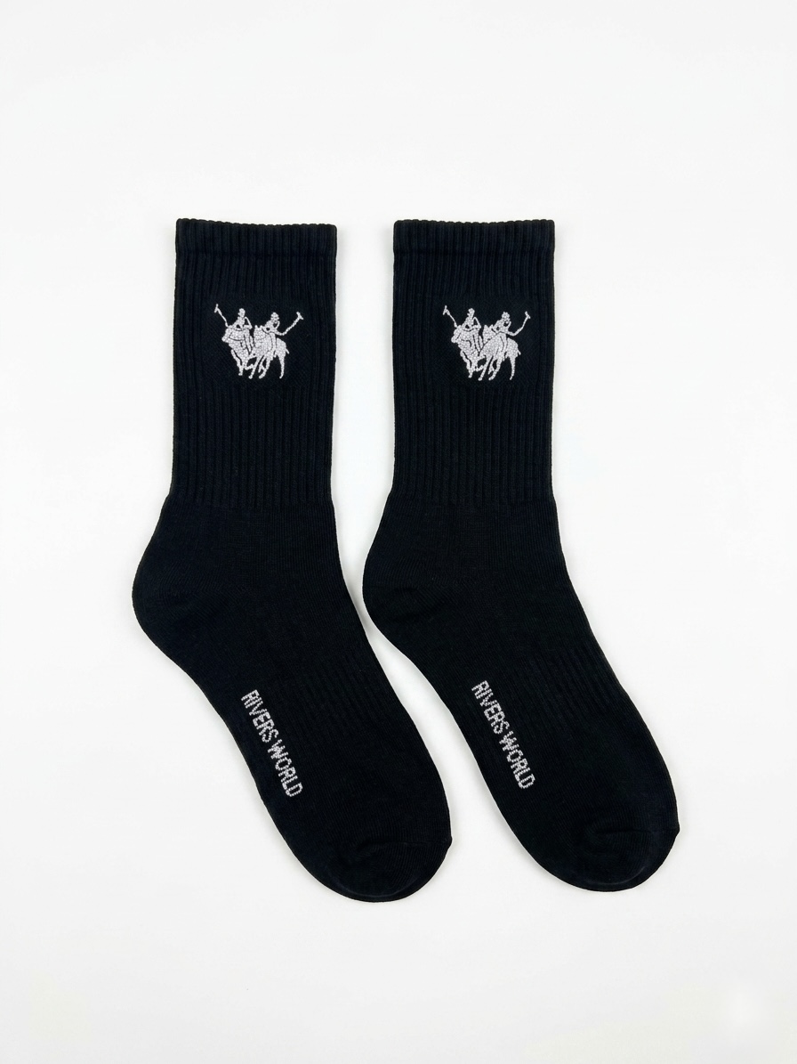 RIVERS WORLD BLACK 2-PACK CREW SOCKS