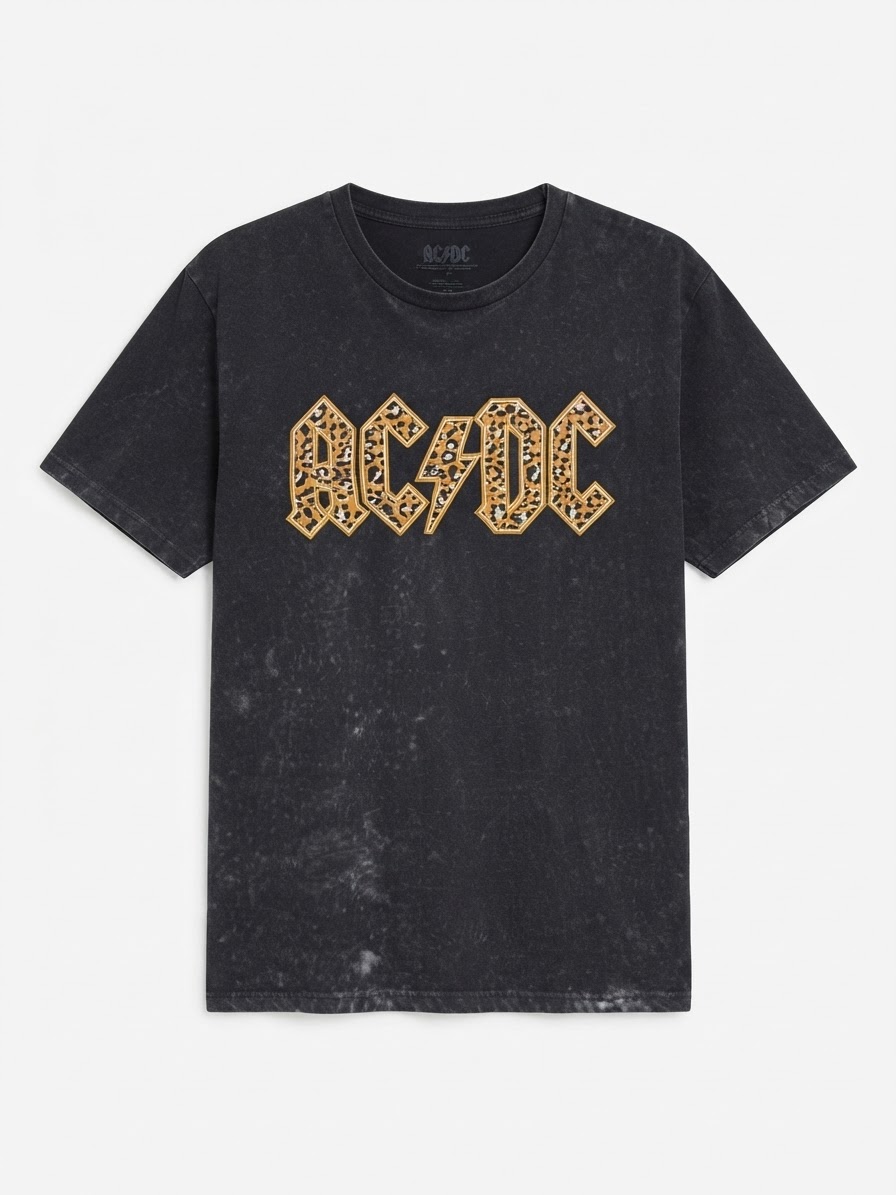 AC/DC LEOPARD PRINT LOGO T-SHIRT