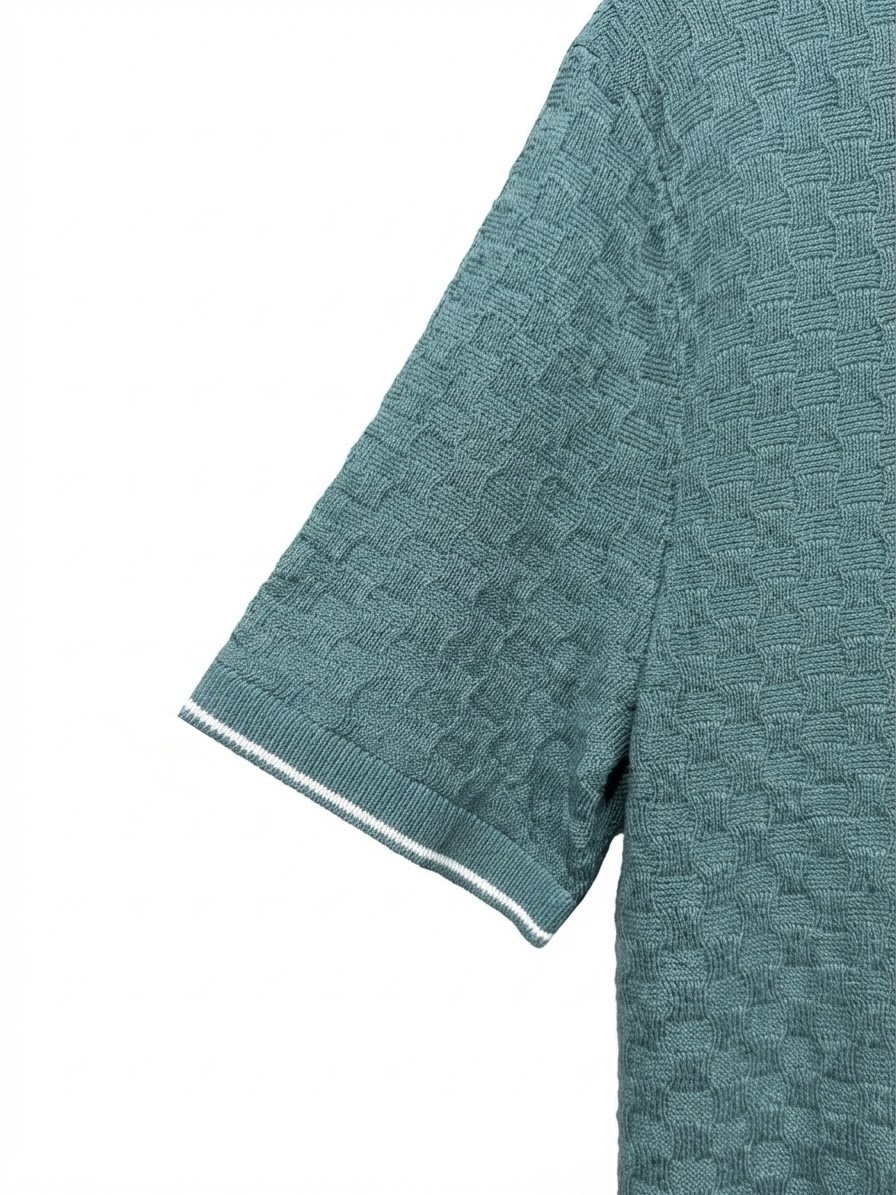 TEXTURED KNIT POLO SHIRT — 3