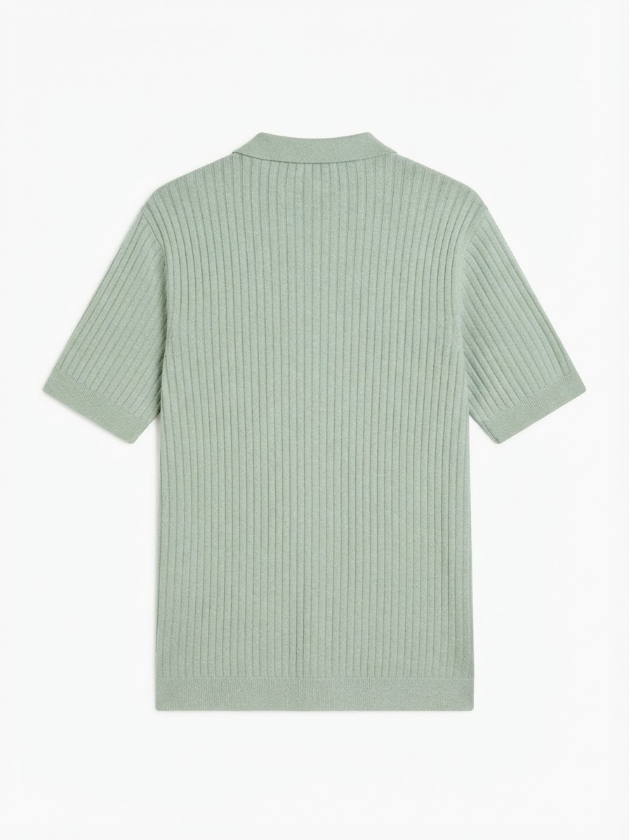 RIBBED KNIT POLO SHIRT — 3
