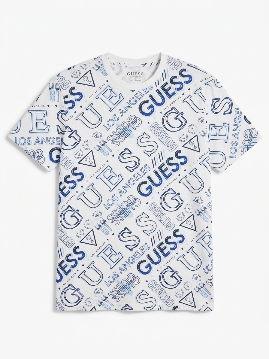 GUESS ALL-OVER LOGO PRINT T-SHIRT