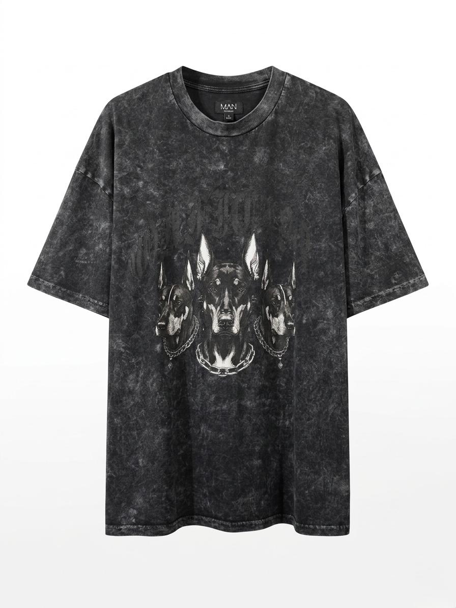 Washed Doberman Print T-Shirt