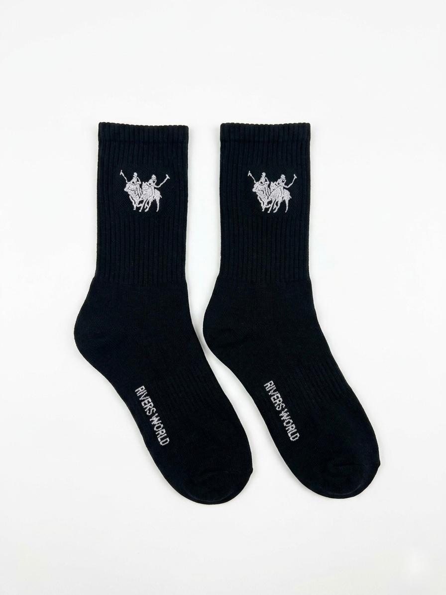 RIVERS WORLD BLACK 2-PACK CREW SOCKS