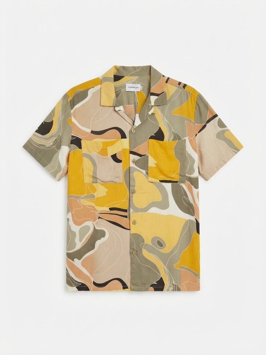ABSTRACT PRINT TWO-POCKET SHIRT