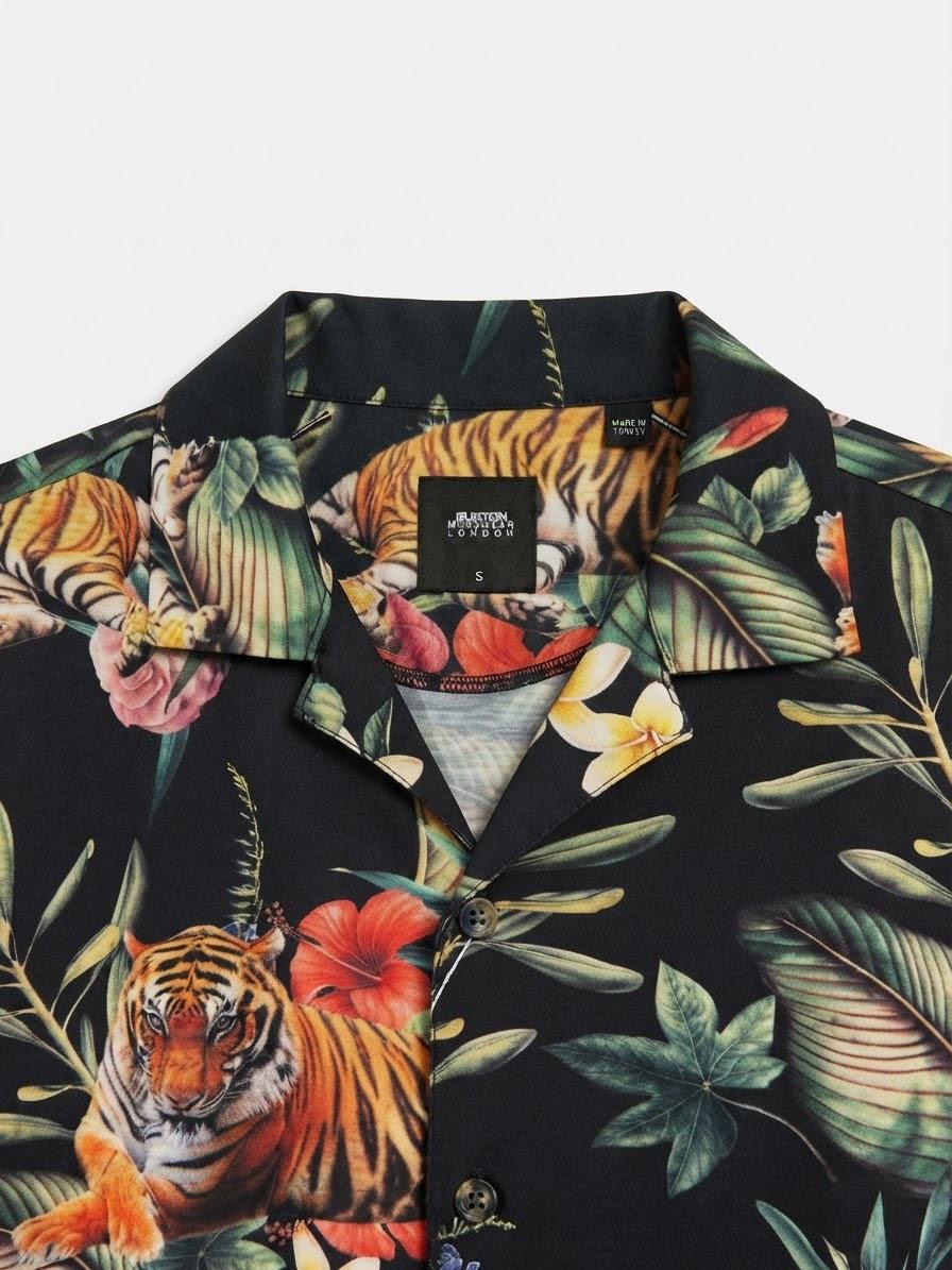 TIGER PRINT SLIM FIT SHIRT — 2