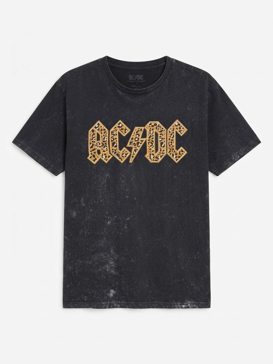 AC/DC LEOPARD PRINT LOGO T-SHIRT