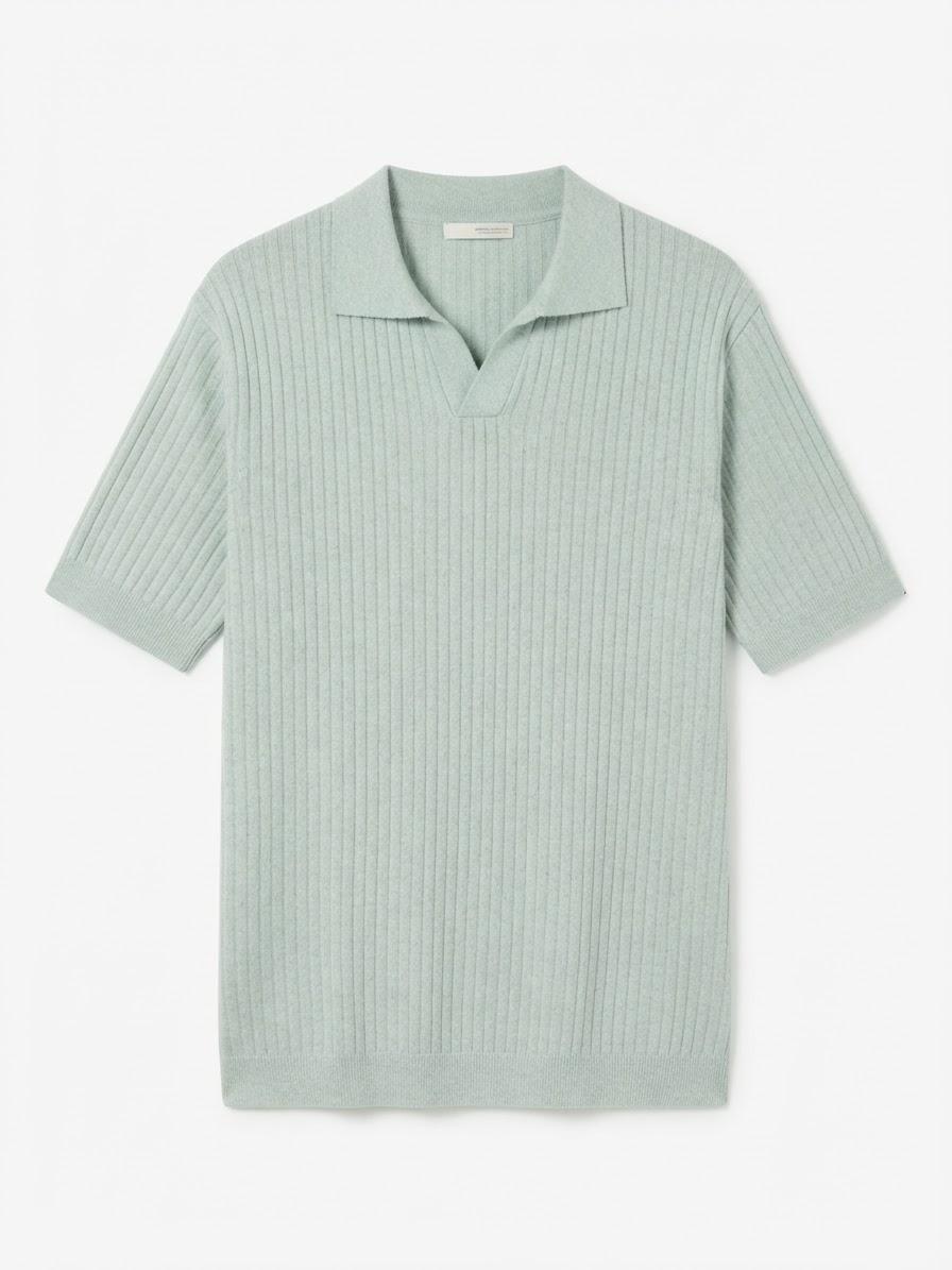 RIBBED KNIT POLO SHIRT