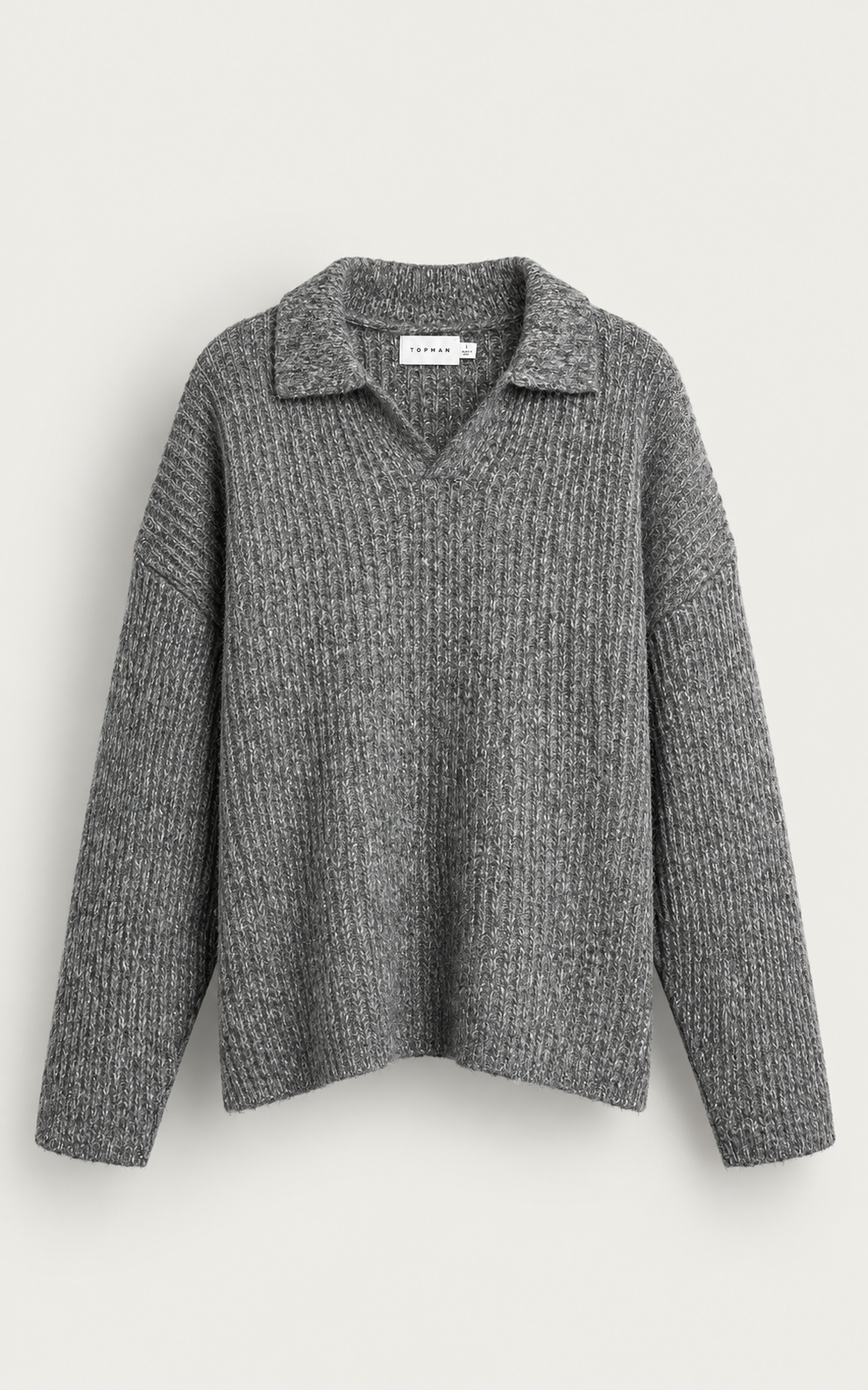 TEXTURED KNIT POLO SWEATER