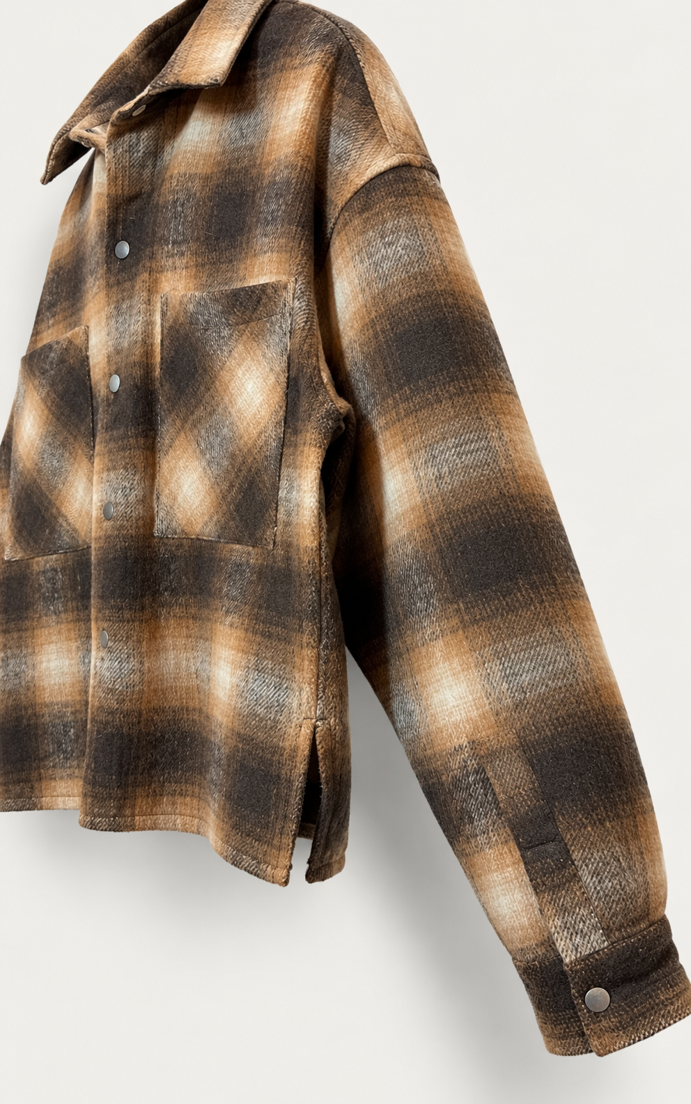 BROWN CHECK OVERSHIRT — 3