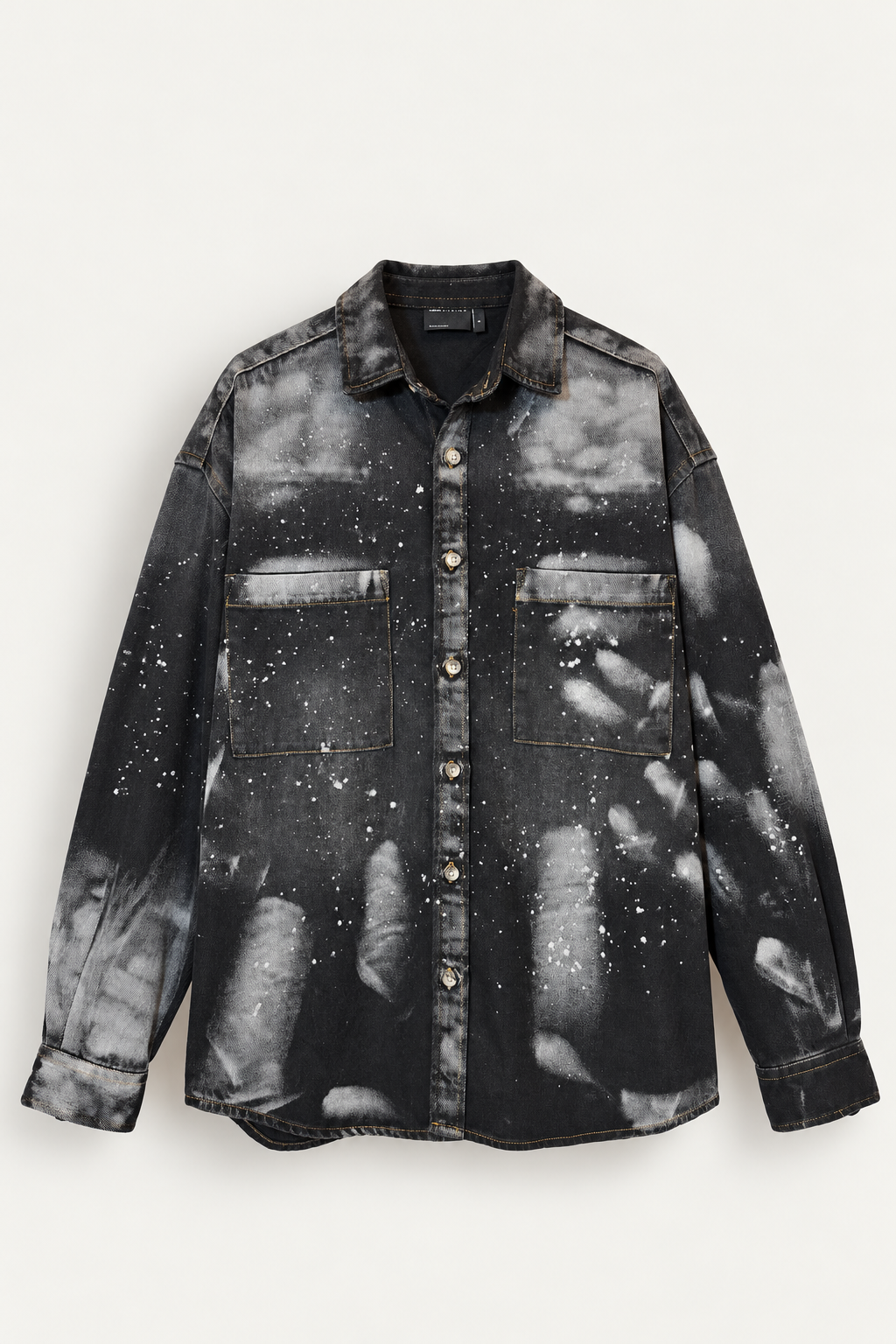 DISTRESSED PAINT SPLATTER DENIM OVERSHIRT