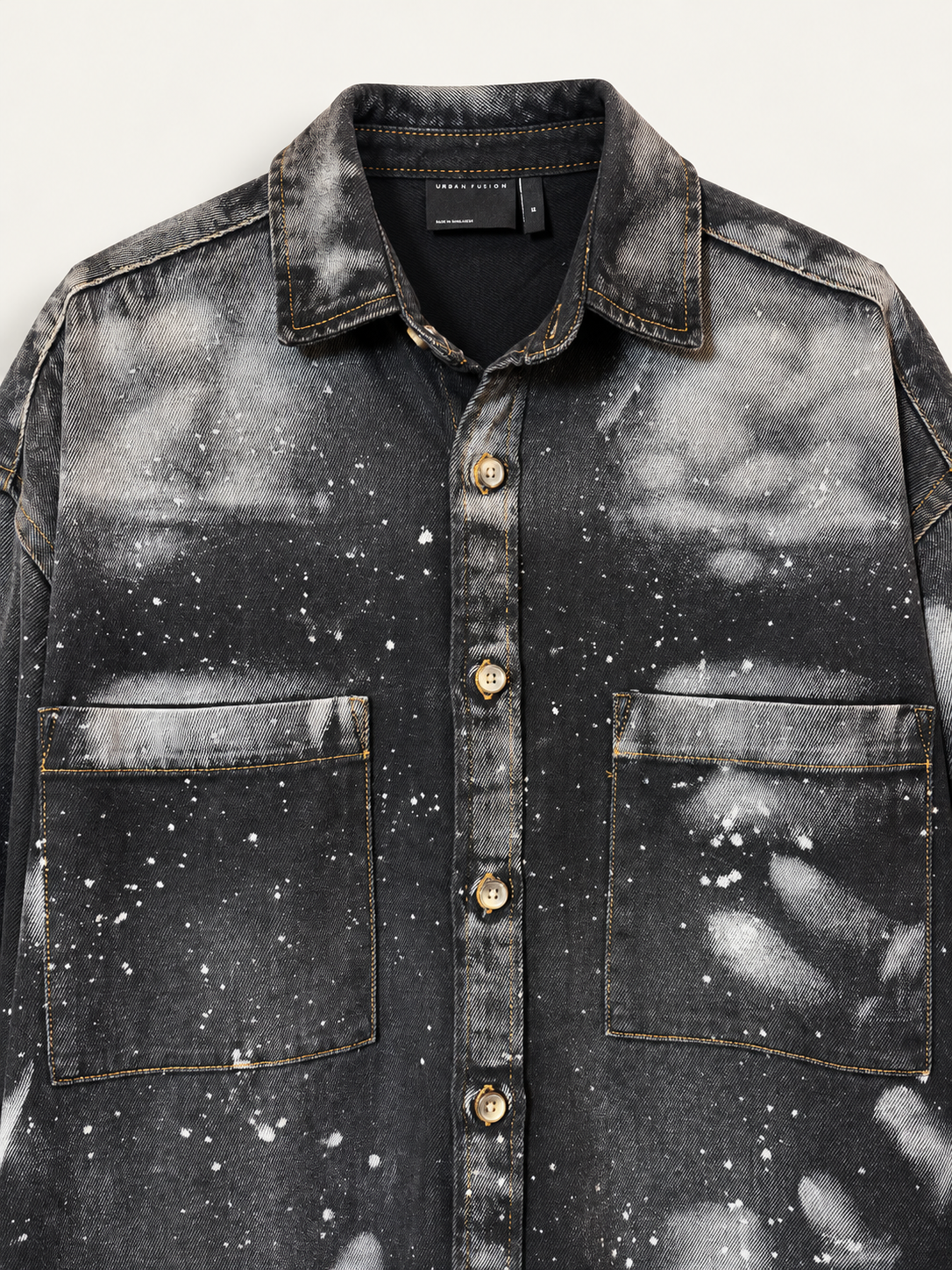 DISTRESSED PAINT SPLATTER DENIM OVERSHIRT — 2