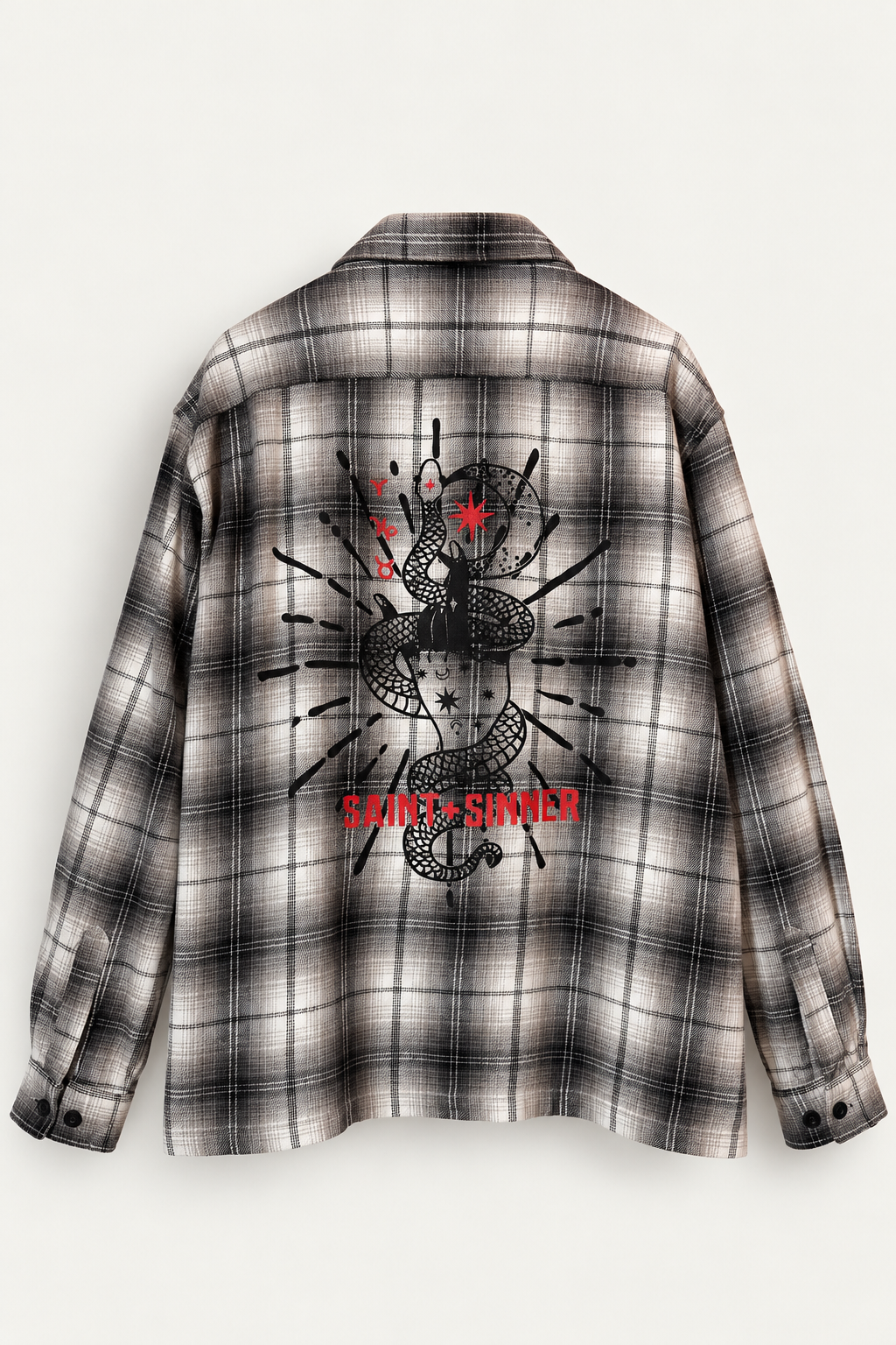 GRAPHIC BACK PRINT CHECK OVERSHIRT