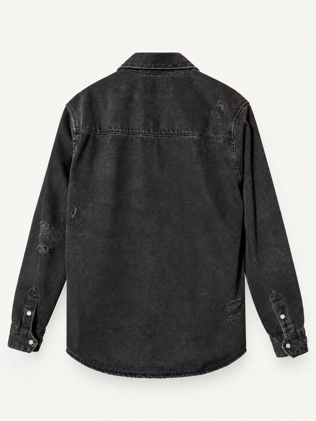 DISTRESSED DENIM WESTERN SHIRT — 4