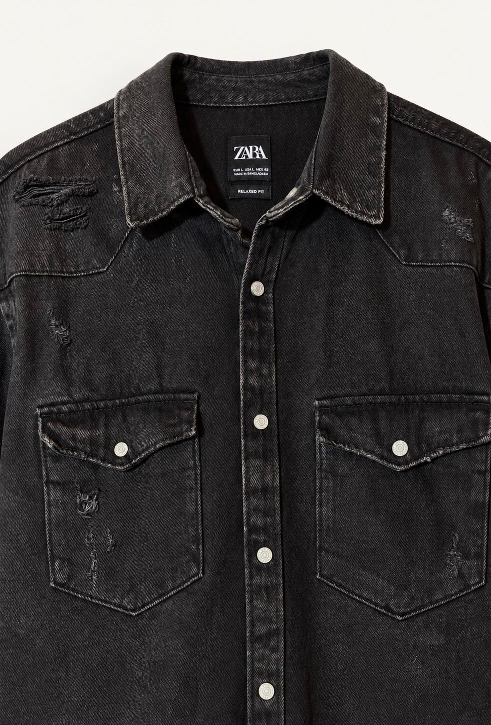 DISTRESSED DENIM WESTERN SHIRT — 2