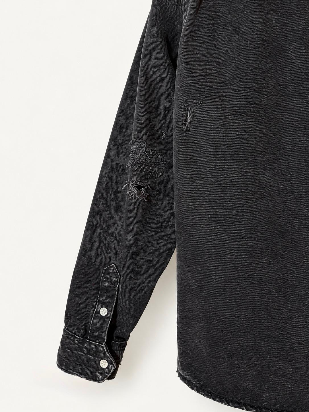 DISTRESSED DENIM WESTERN SHIRT — 5