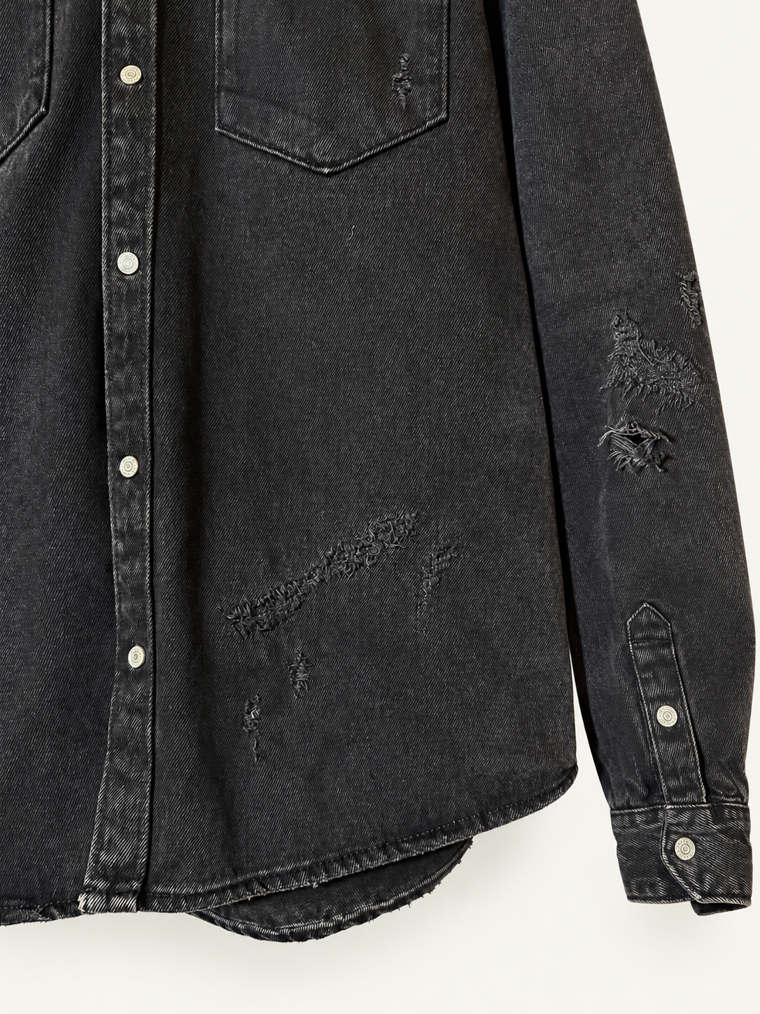 DISTRESSED DENIM WESTERN SHIRT — 3