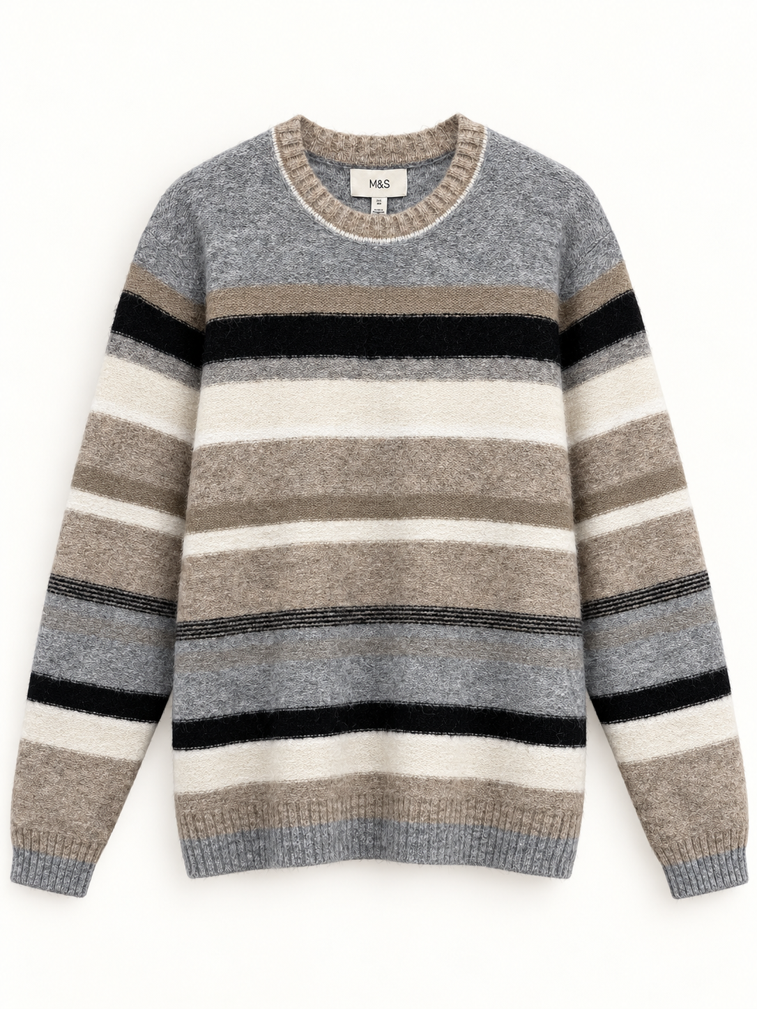 MULTI-STRIPE CREW NECK SWEATER