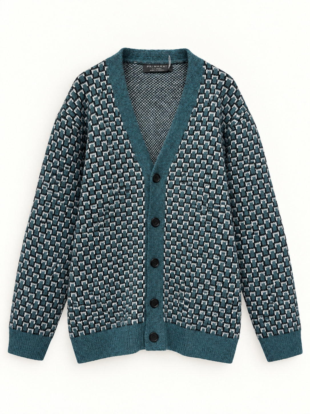GEOMETRIC PATTERN BUTTON CARDIGAN
