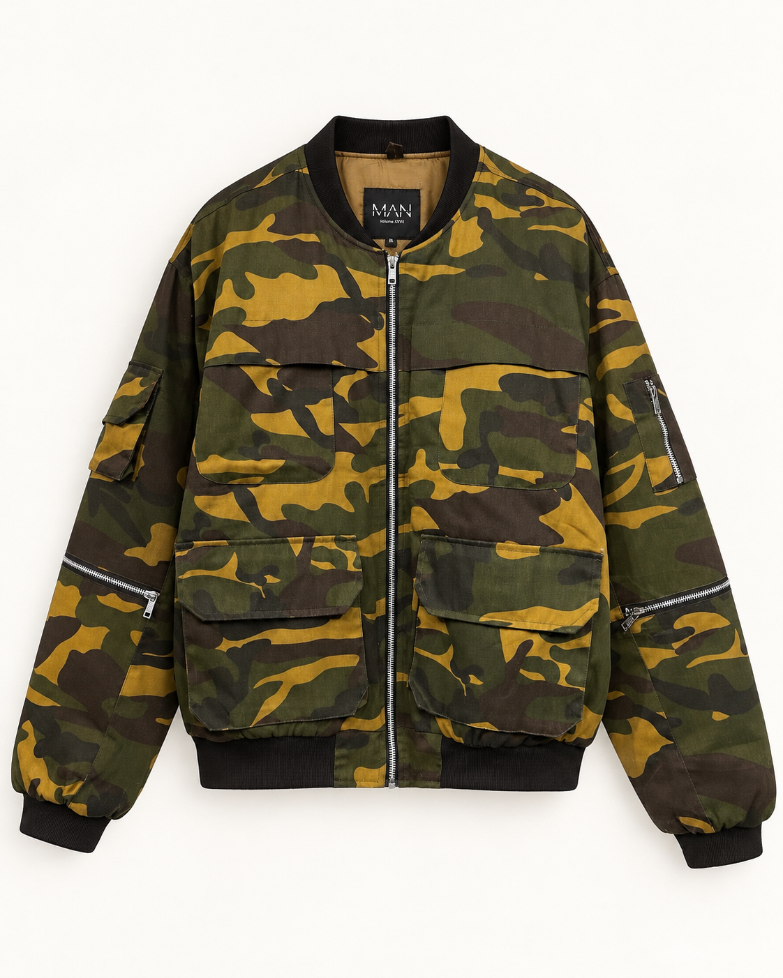 CAMOUFLAGE MULTI-POCKET BOMBER JACKET