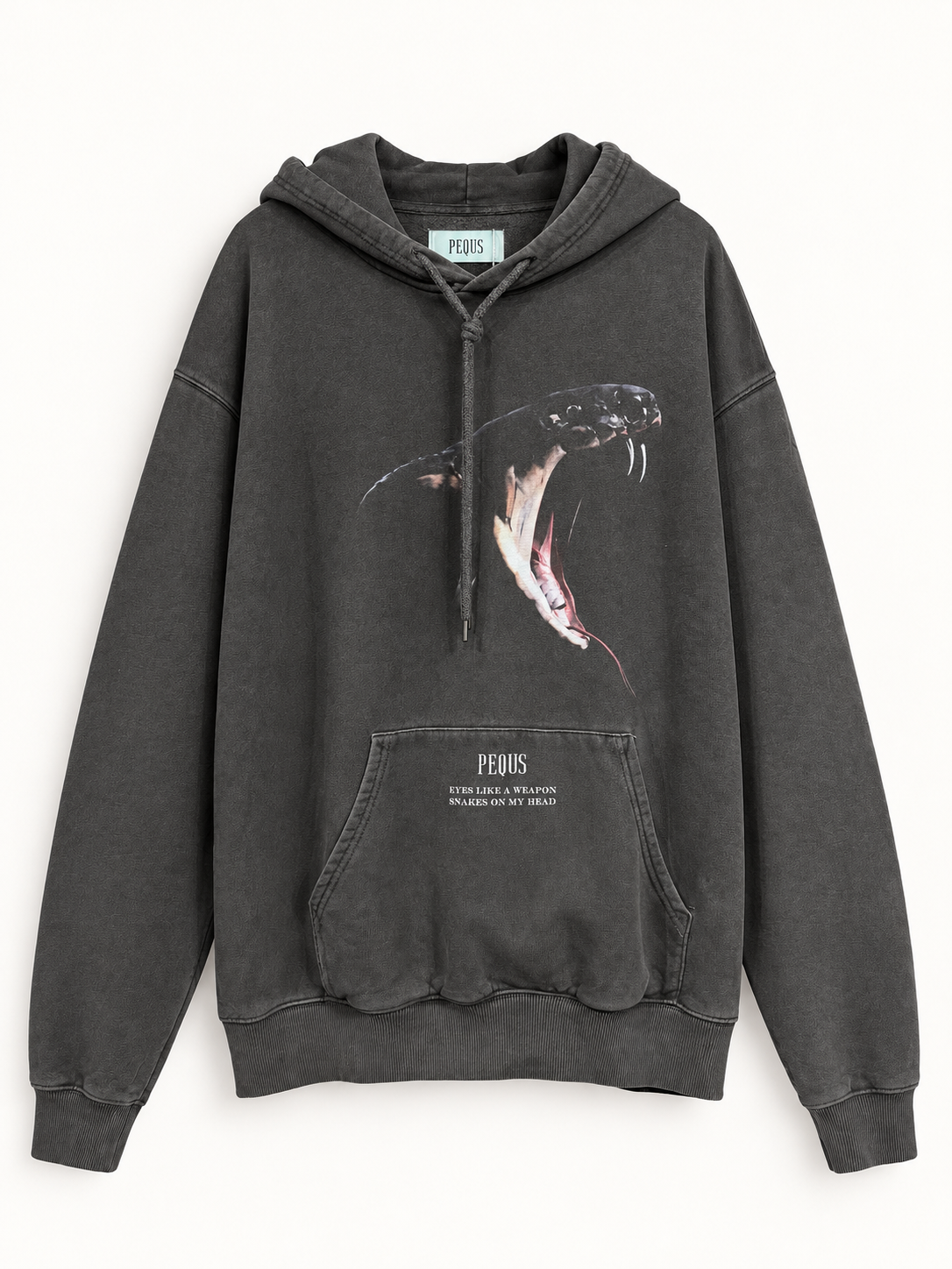 PEQUS Snake Graphic Hoodie – Washed Black