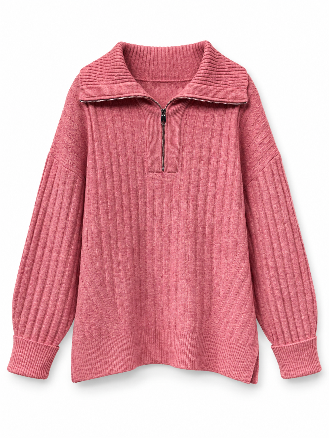 Ribbed Half-Zip Sweater