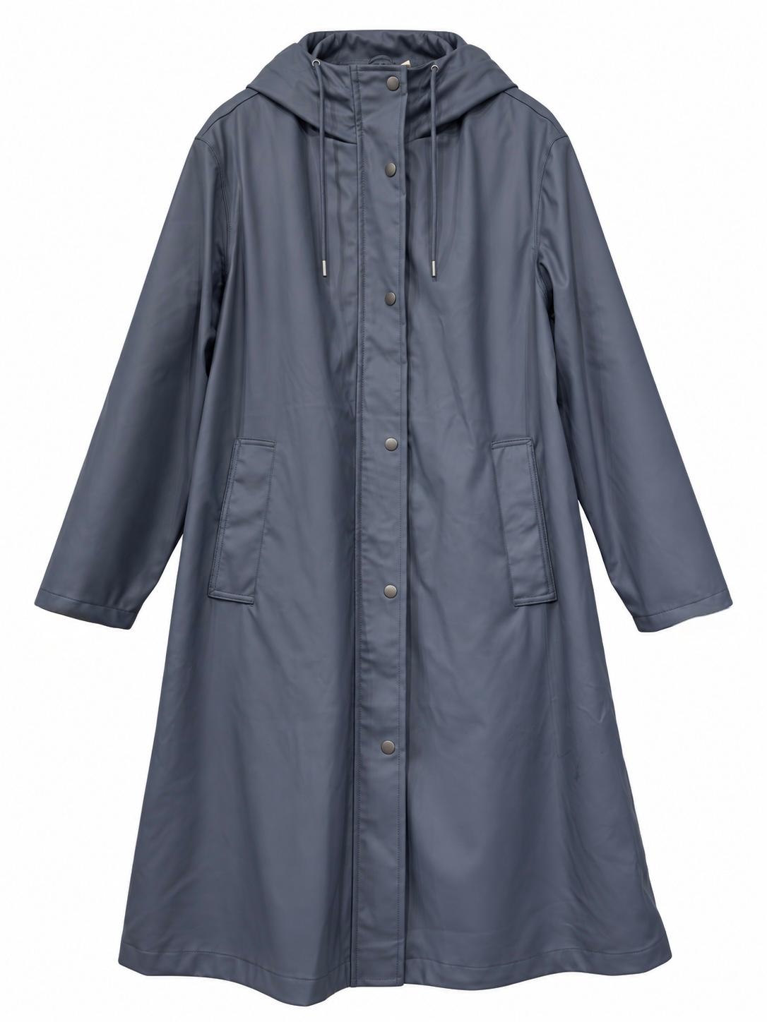 Blue Hooded Water-Resistant Coat