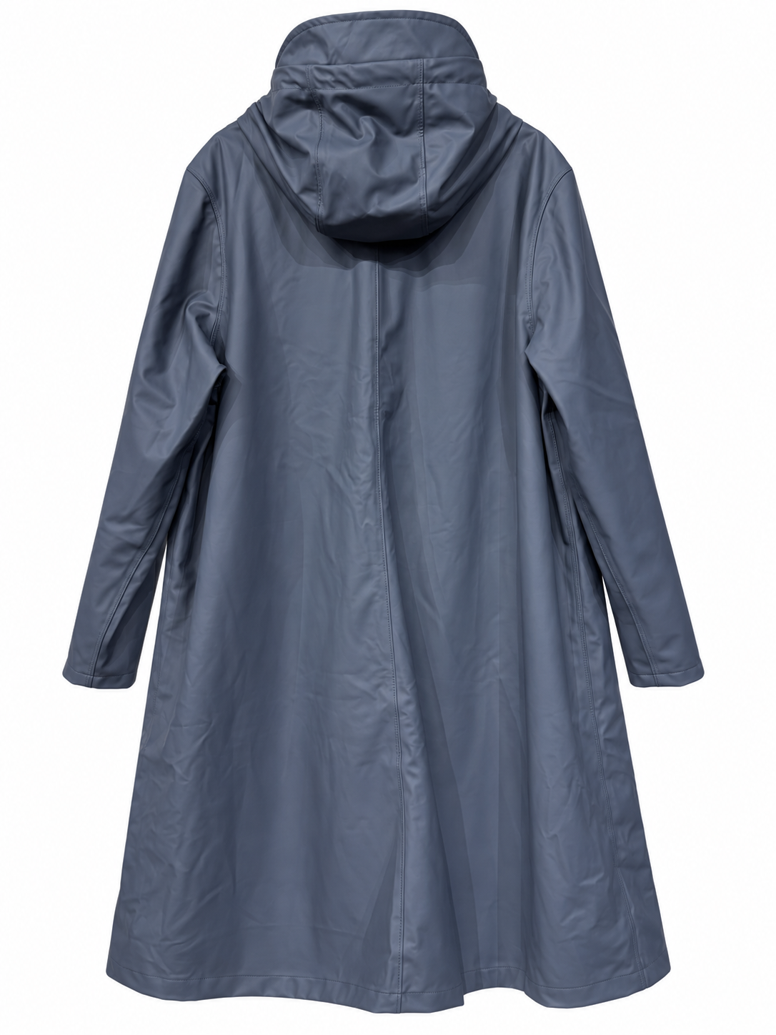 Blue Hooded Water-Resistant Coat — 4