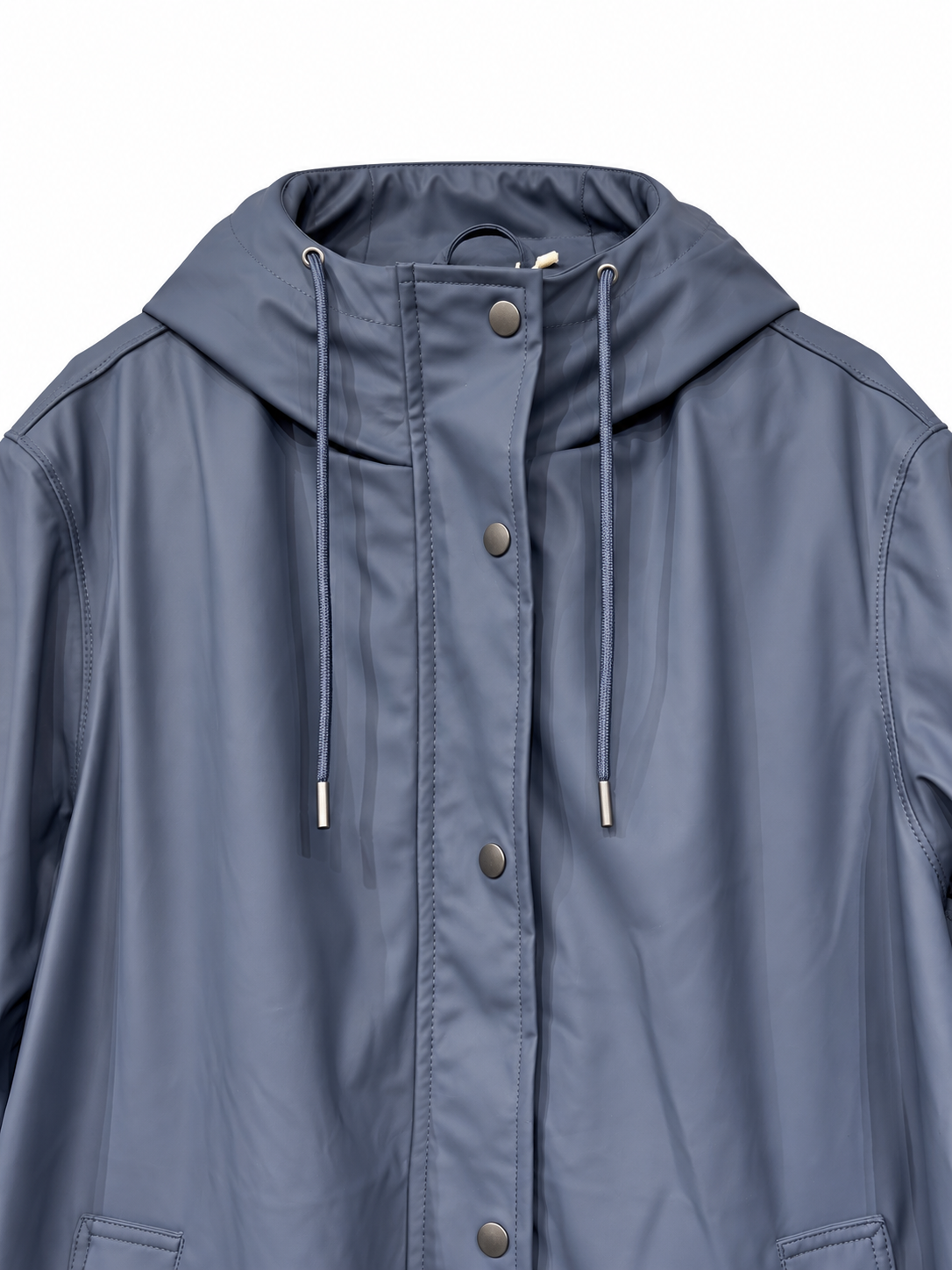 Blue Hooded Water-Resistant Coat — 3