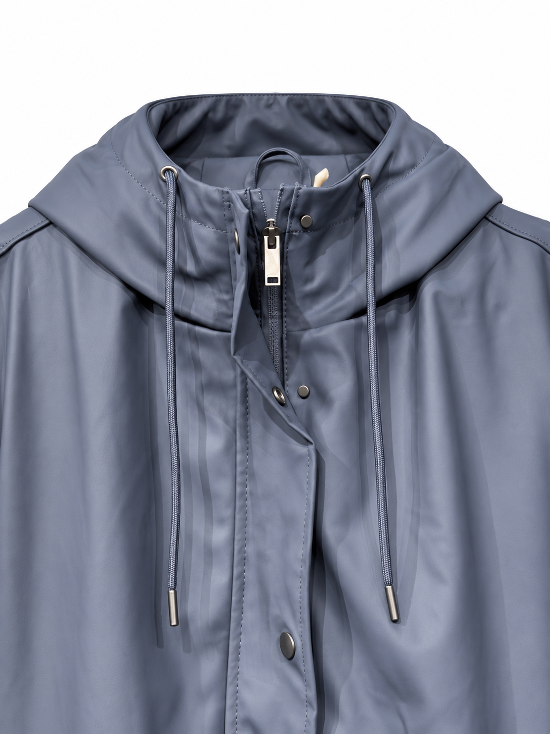 Blue Hooded Water-Resistant Coat — 2