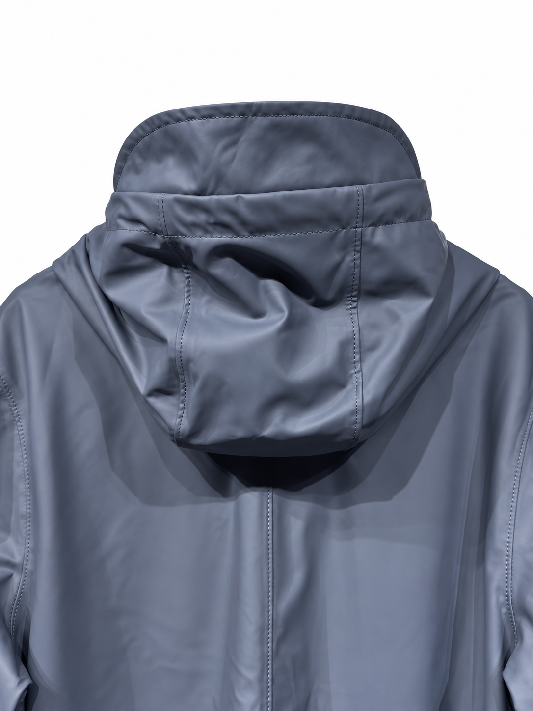 Blue Hooded Water-Resistant Coat — 5