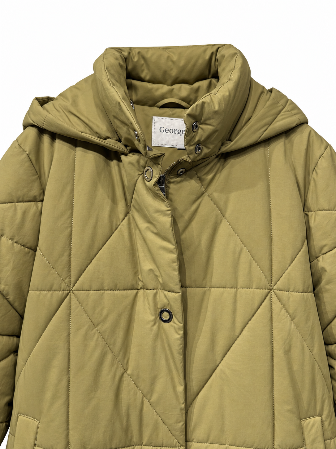 Olive Quilted Hooded Coat — 2