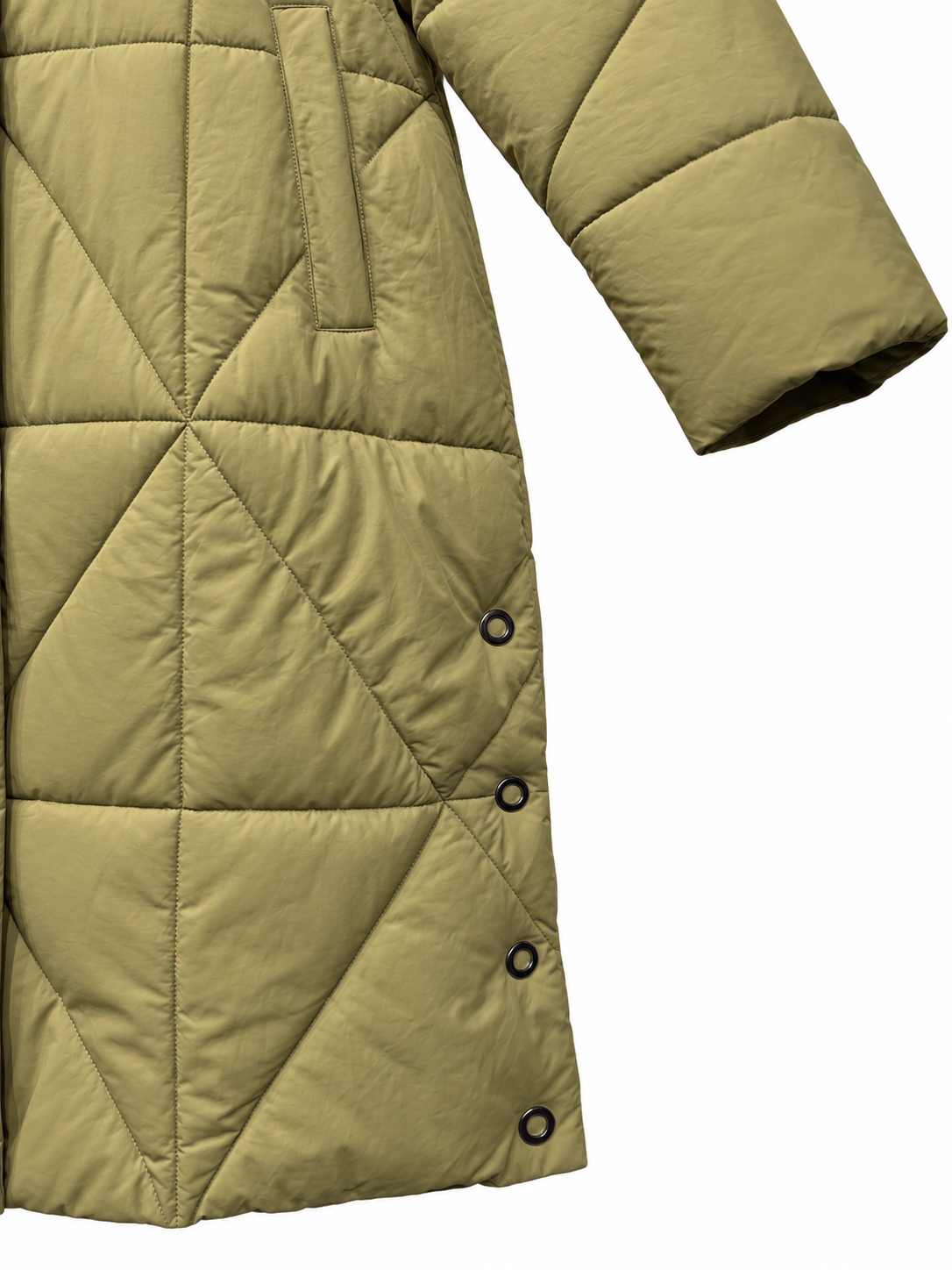 Olive Quilted Hooded Coat — 3