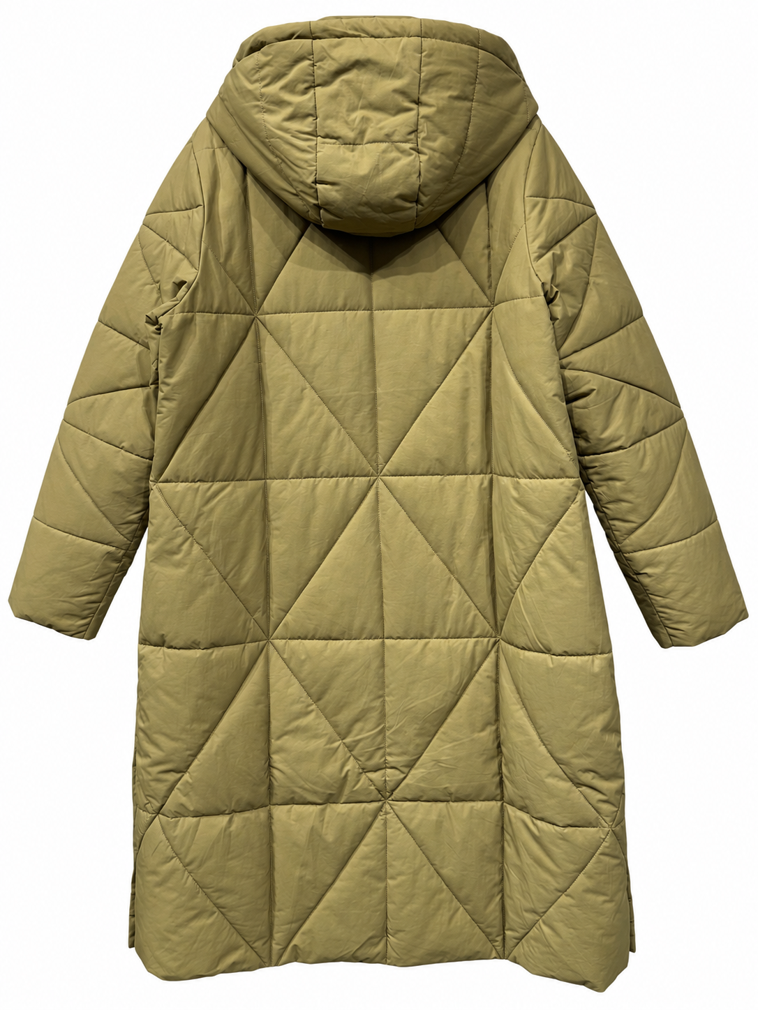 Olive Quilted Hooded Coat — 4