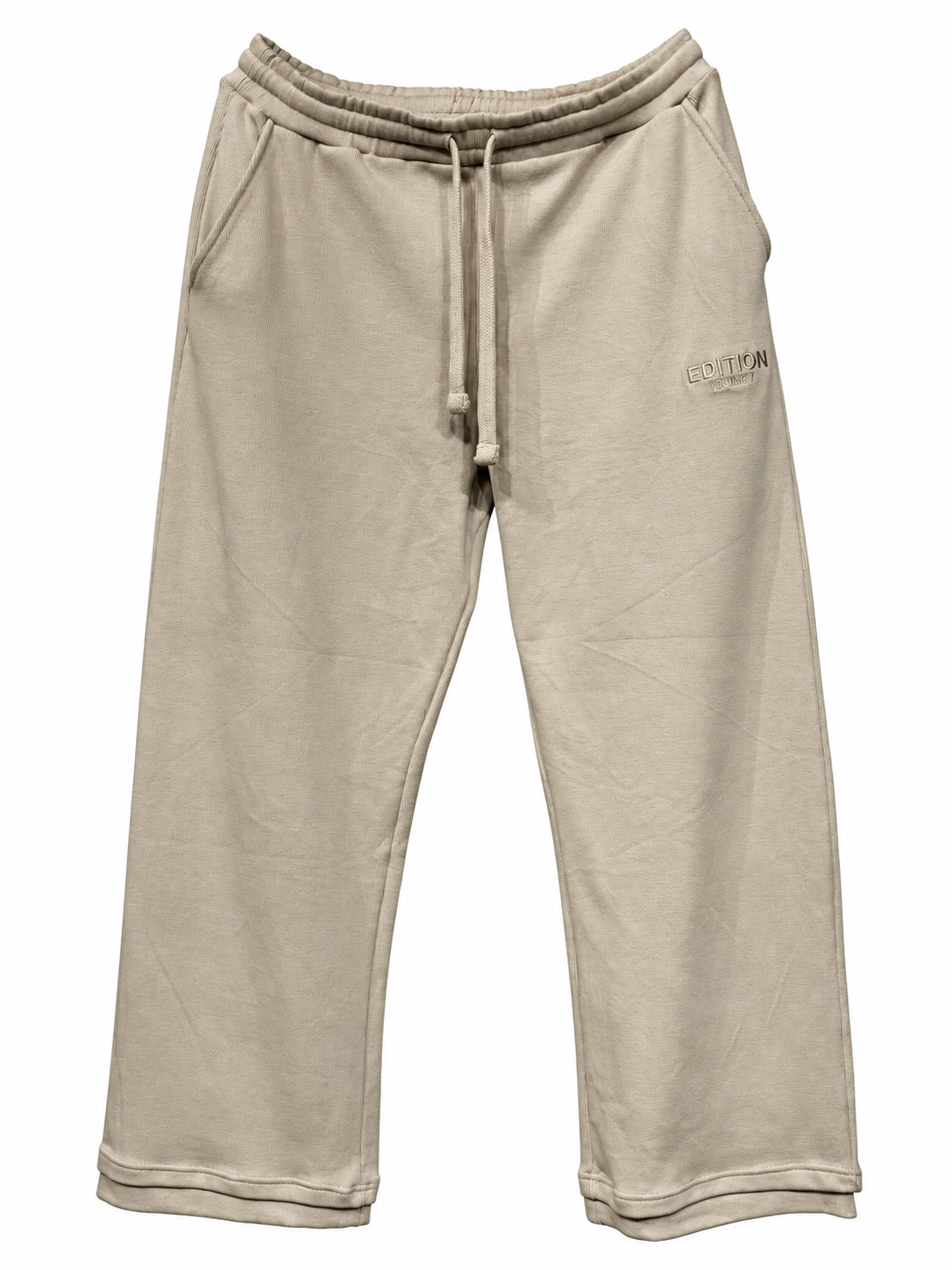 Beige Wide-Leg Sweatpants