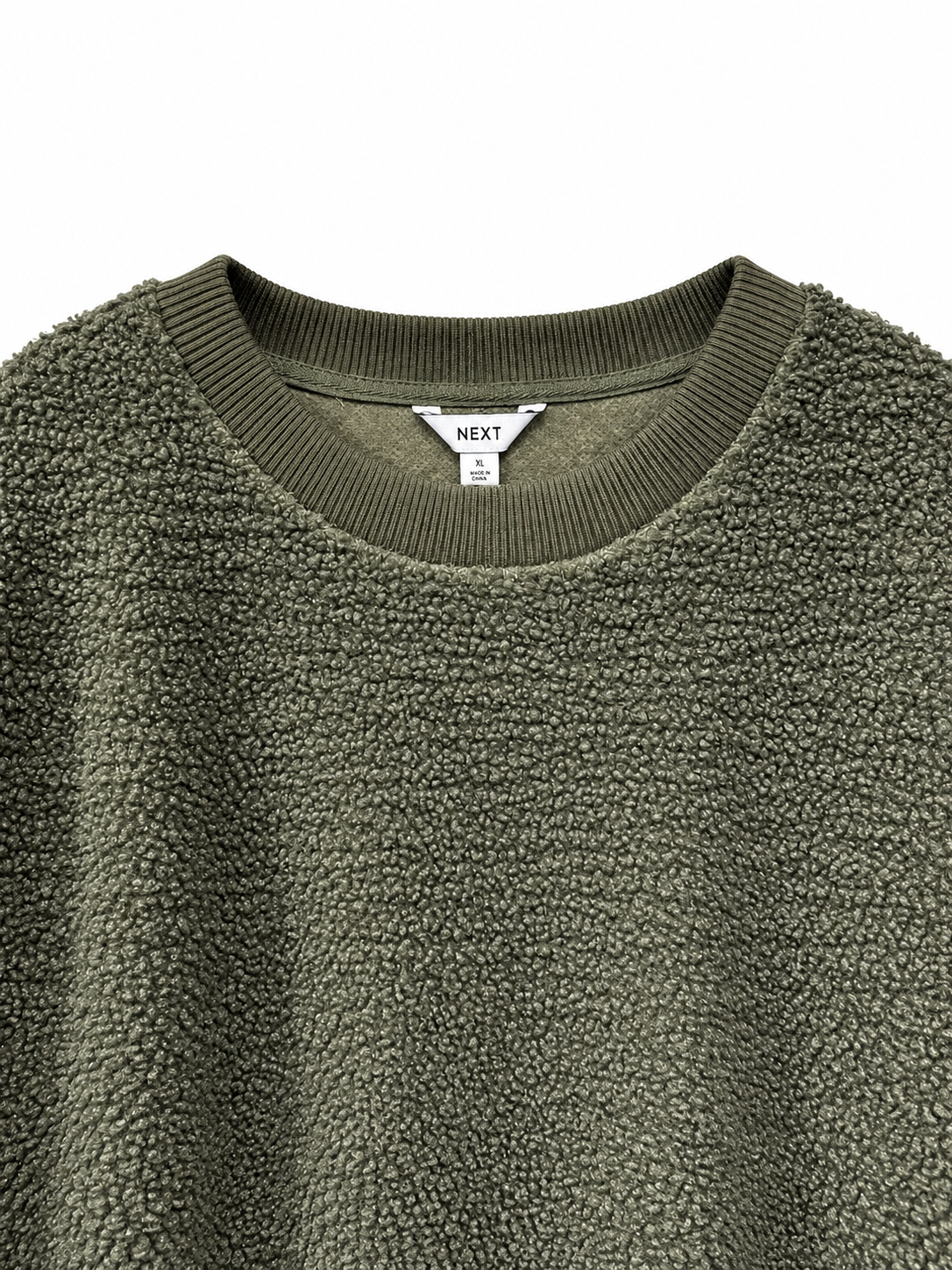 Olive Green Textured Fleece Sweatshirt — 2