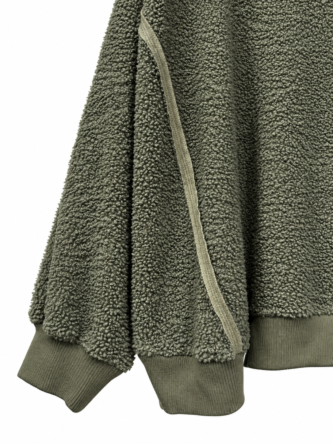 Olive Green Textured Fleece Sweatshirt — 3