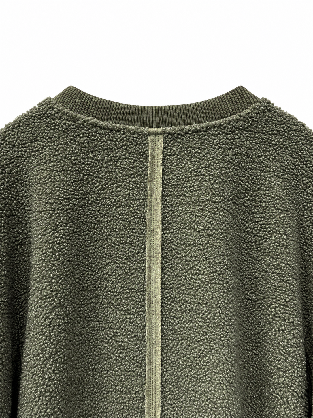 Olive Green Textured Fleece Sweatshirt — 5